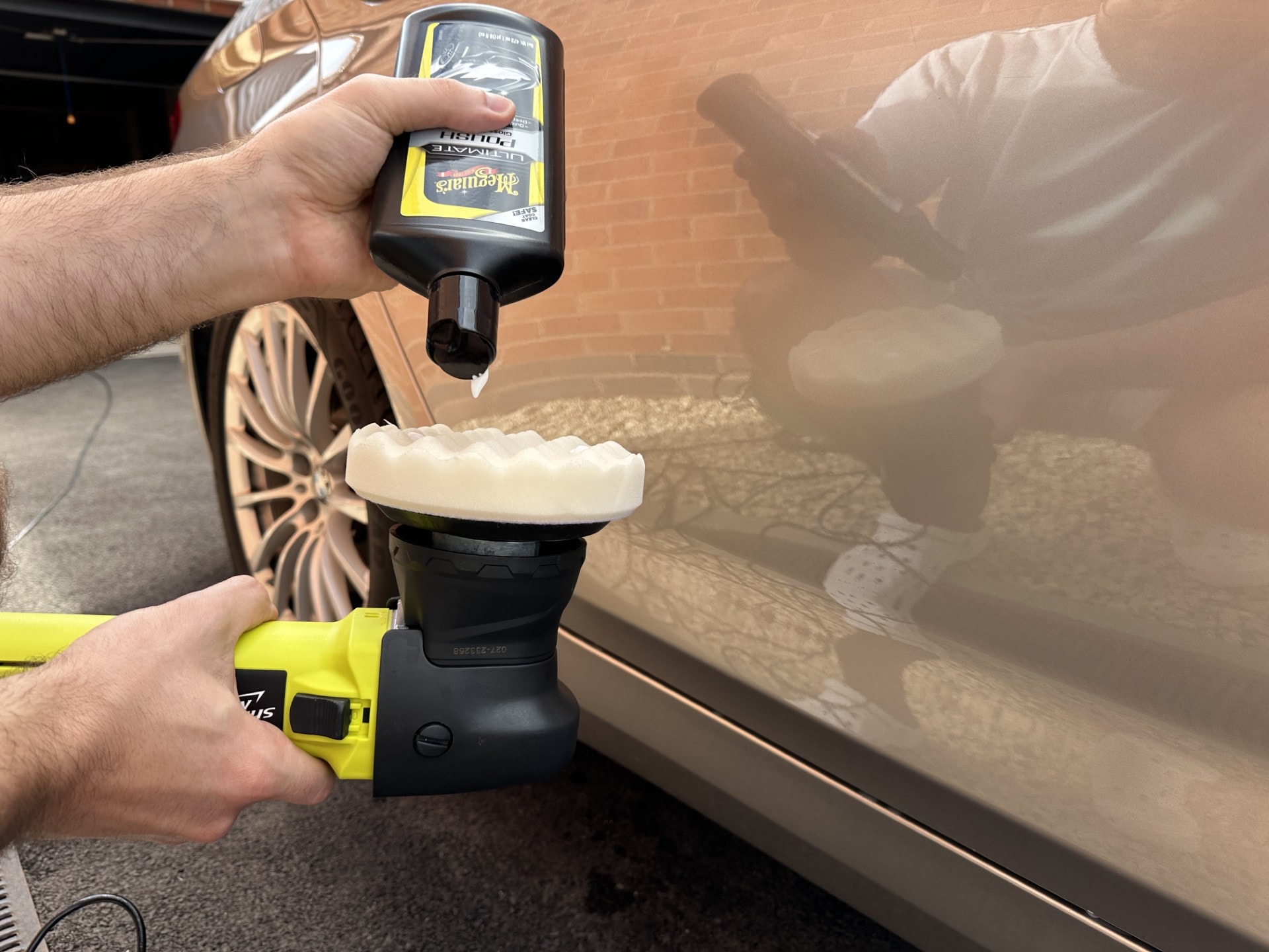Professional car detailing in action